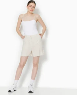 Short Taille Haute Avec Lin - Blanc