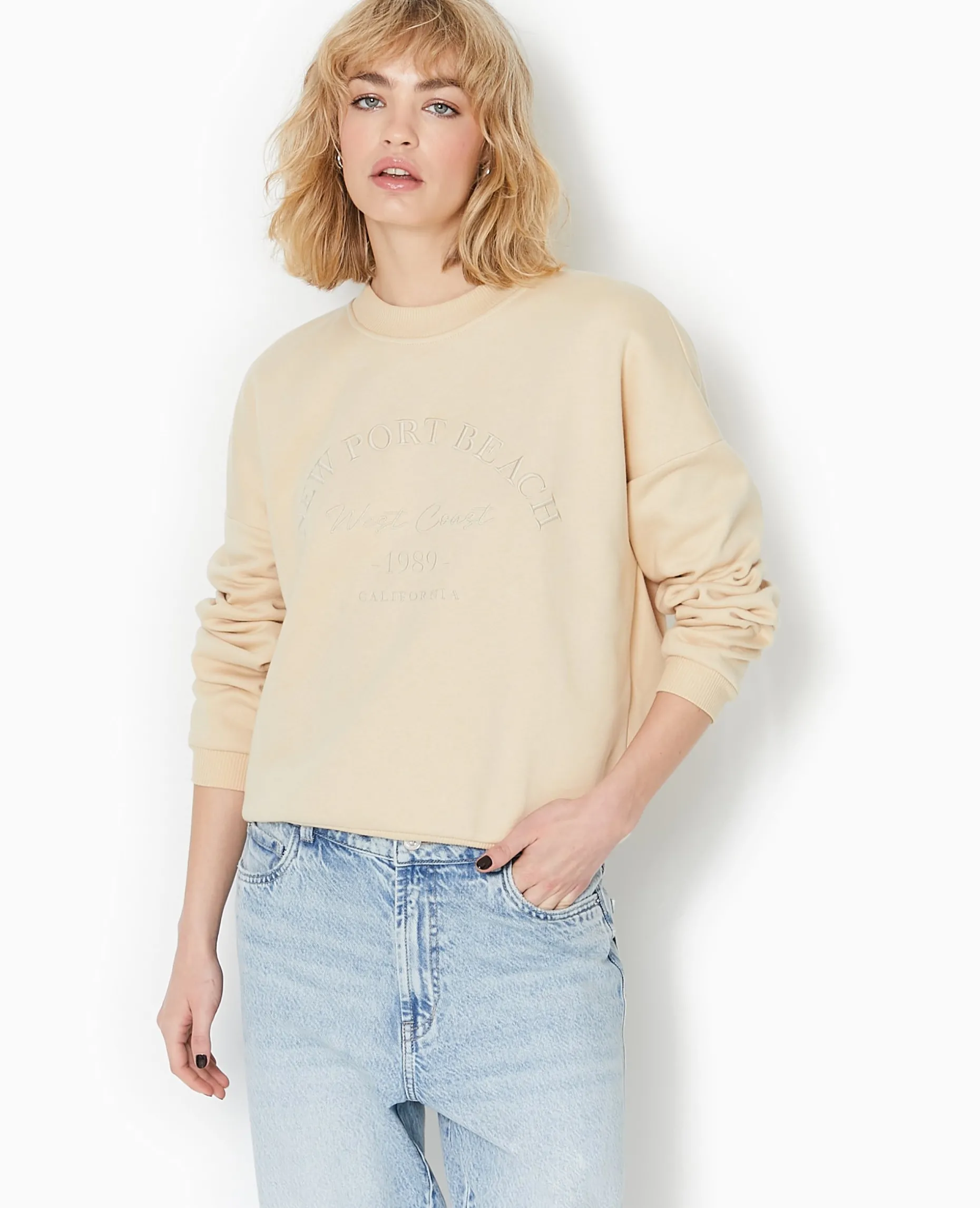 Sweat Avec Broderie - Beige