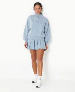 Sweat Col Camionneur Avec Effet Délavé - Bleu
