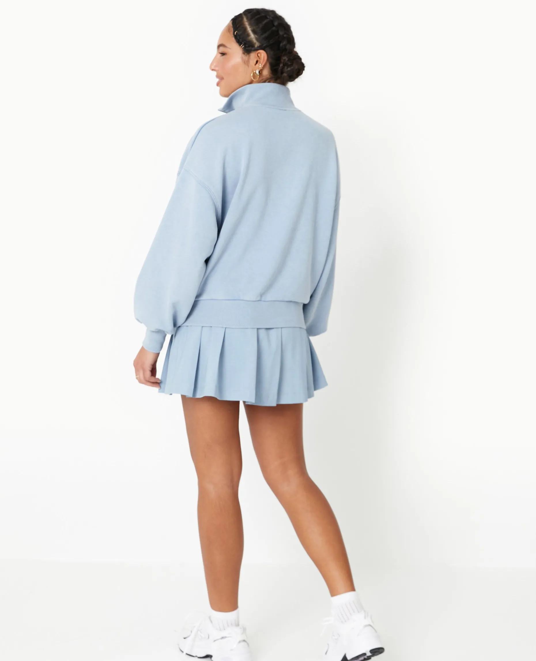 Sweat Col Camionneur Avec Effet Délavé - Bleu