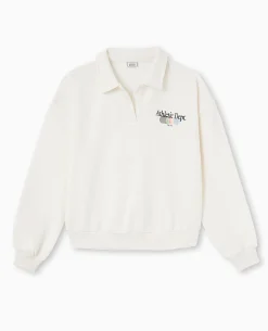 Sweat Col Polo Avec Broderie - Beige