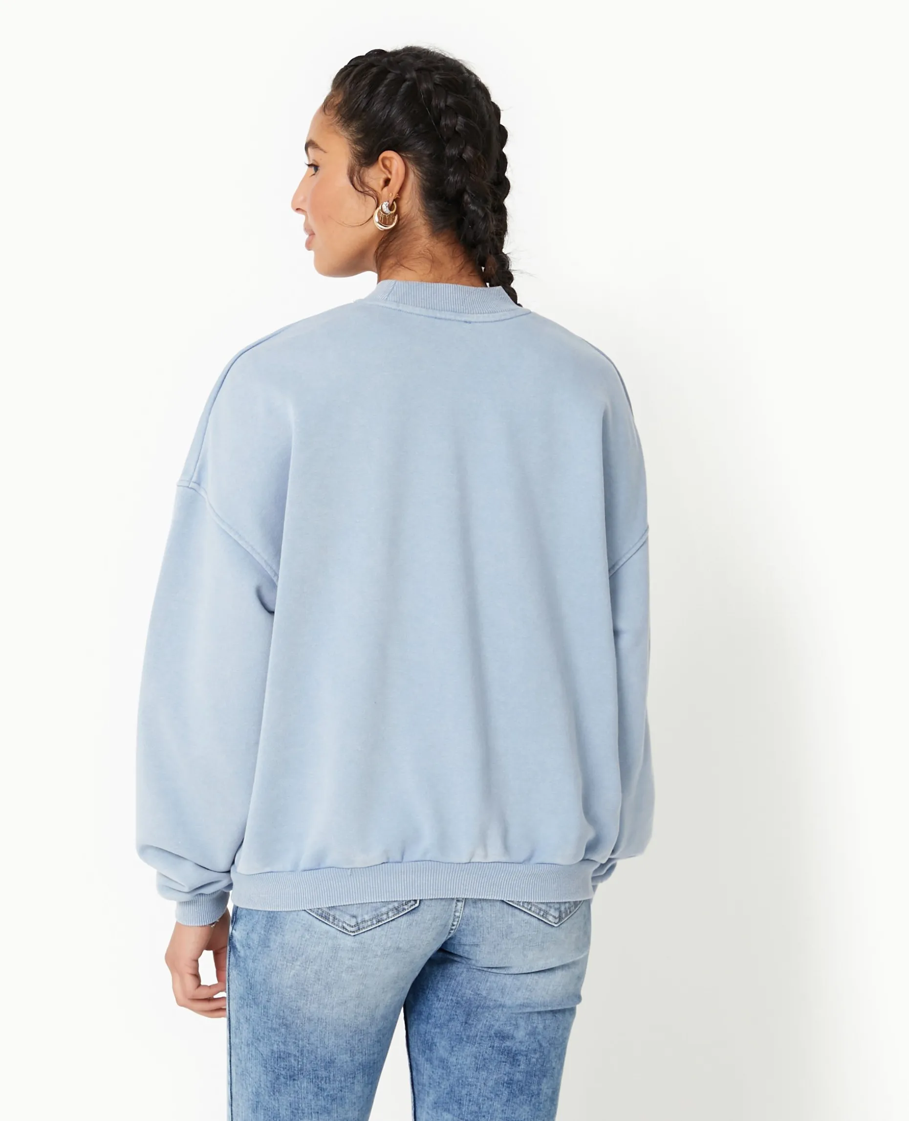 Sweat Col Rond Avec Effet Délavé - Bleu