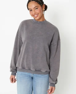 Sweat Col Rond Avec Effet Délavé - Gris Foncé