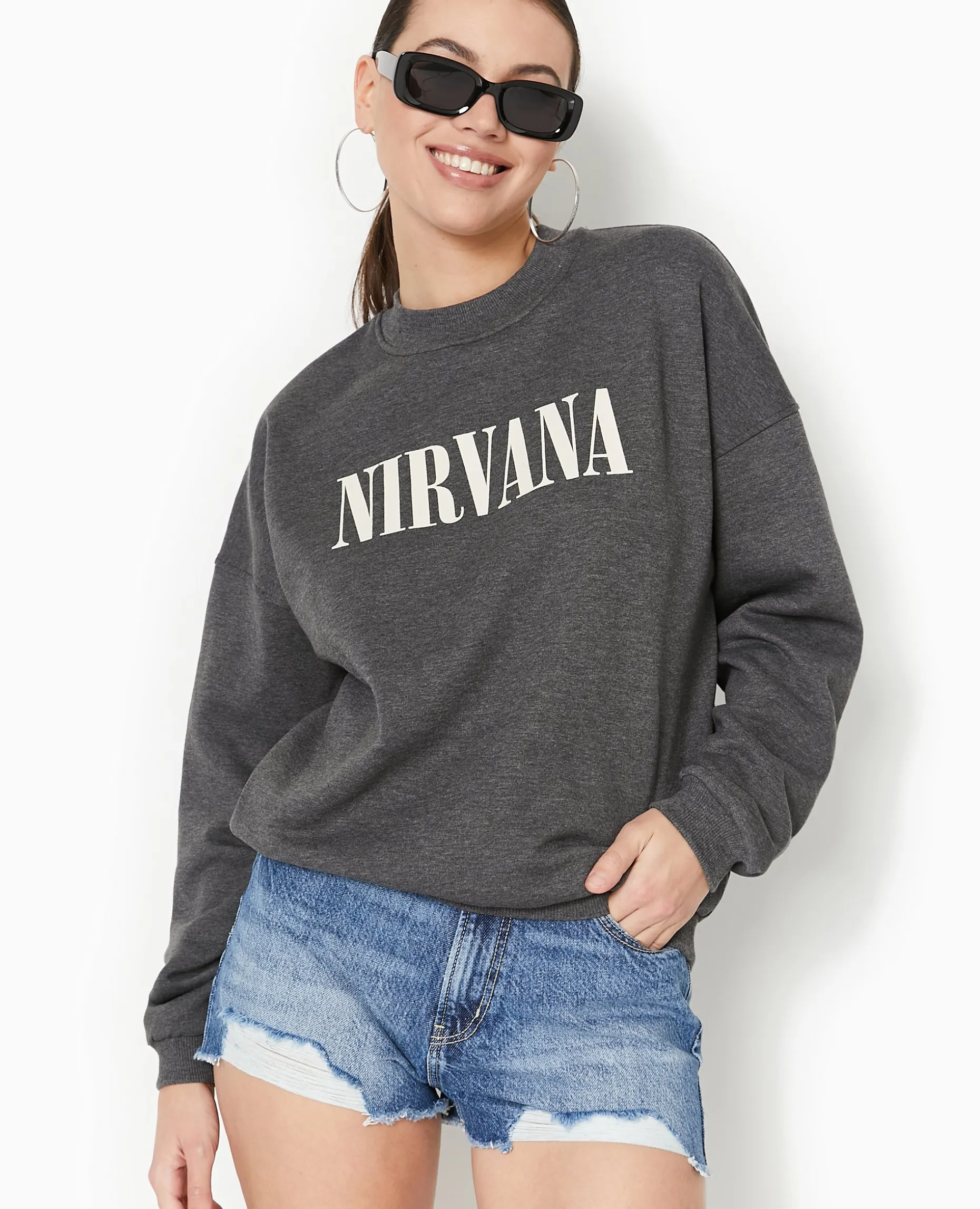 Sweat Col Rond Nirvana - Gris Foncé