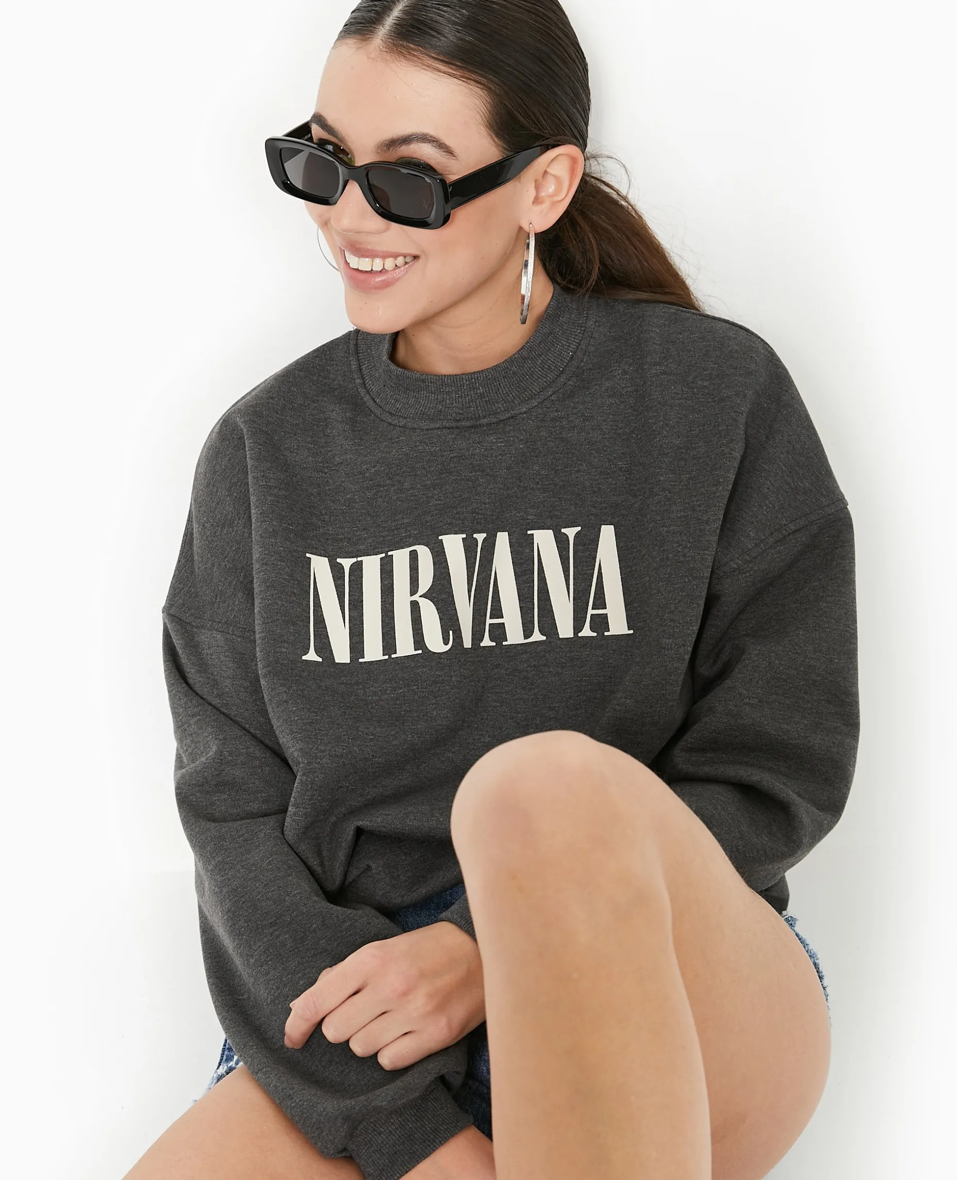 Sweat Col Rond Nirvana - Gris Foncé