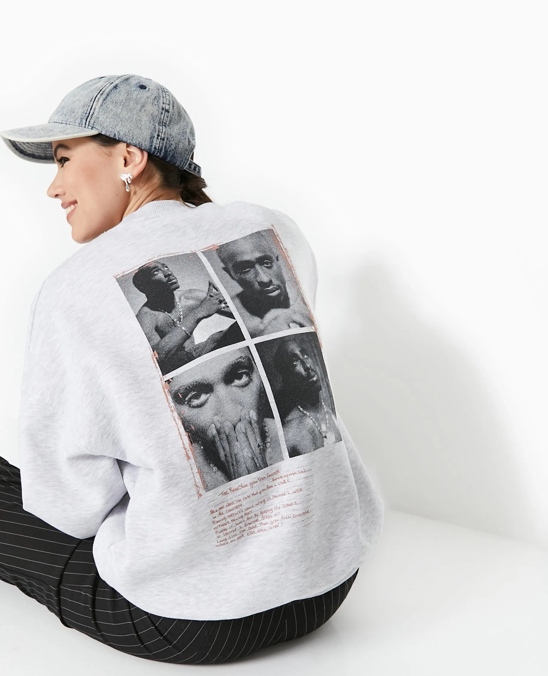 Sweat Col Rond Tupac - Gris Chiné