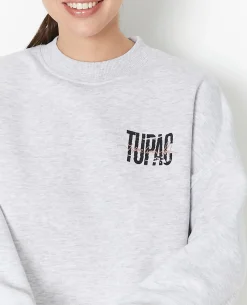 Sweat Col Rond Tupac - Gris Chiné