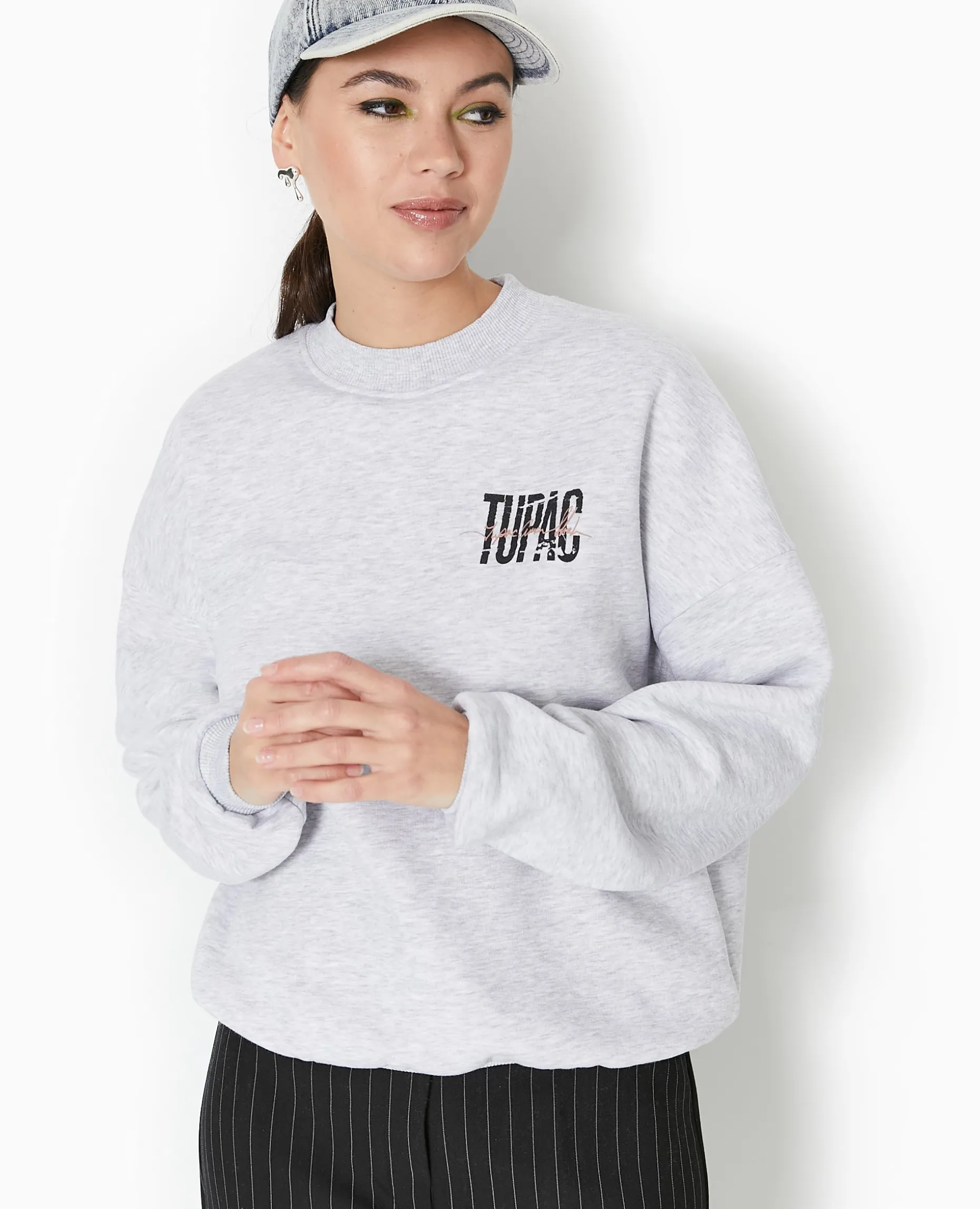 Sweat Col Rond Tupac - Gris Chiné