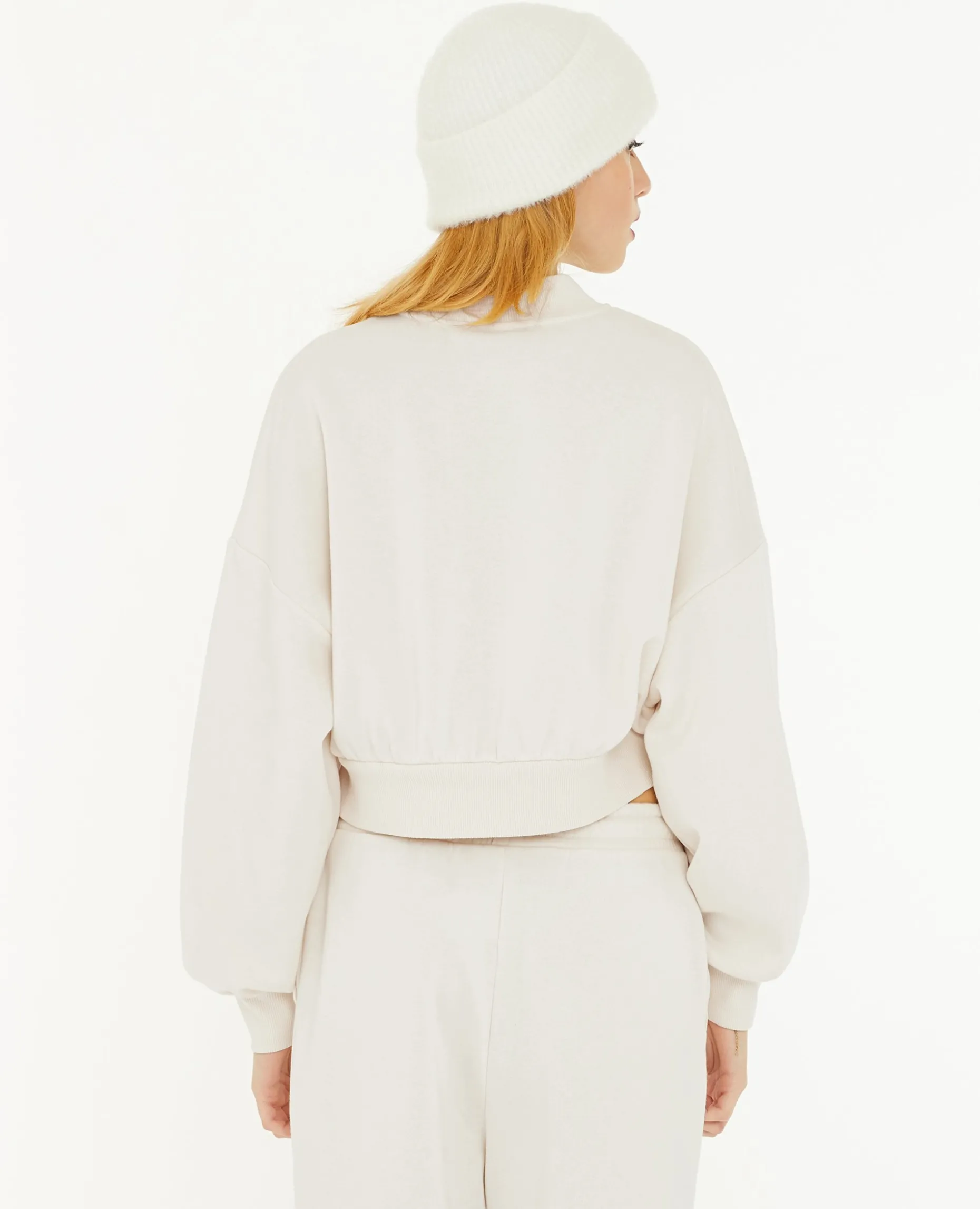 Sweat Court Avec Col Montant - Blanc
