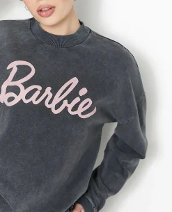 Sweat Effet Délavé Acid Wash BARBIE - Gris Foncé