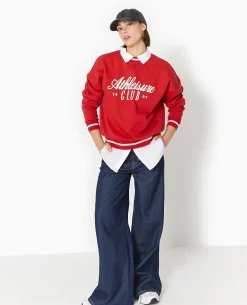 Sweat En Molleton Avec Flocage - Rouge