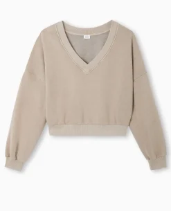 Sweat Grand Col V - Taupe