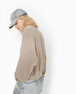 Sweat Grand Col V - Taupe
