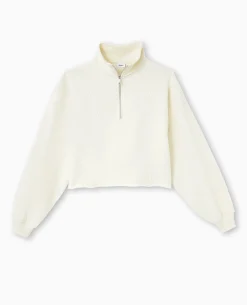 Sweat Zippé Cropped - Blanc