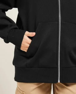 Sweat Zippé Oversize Avec Capuche - Noir
