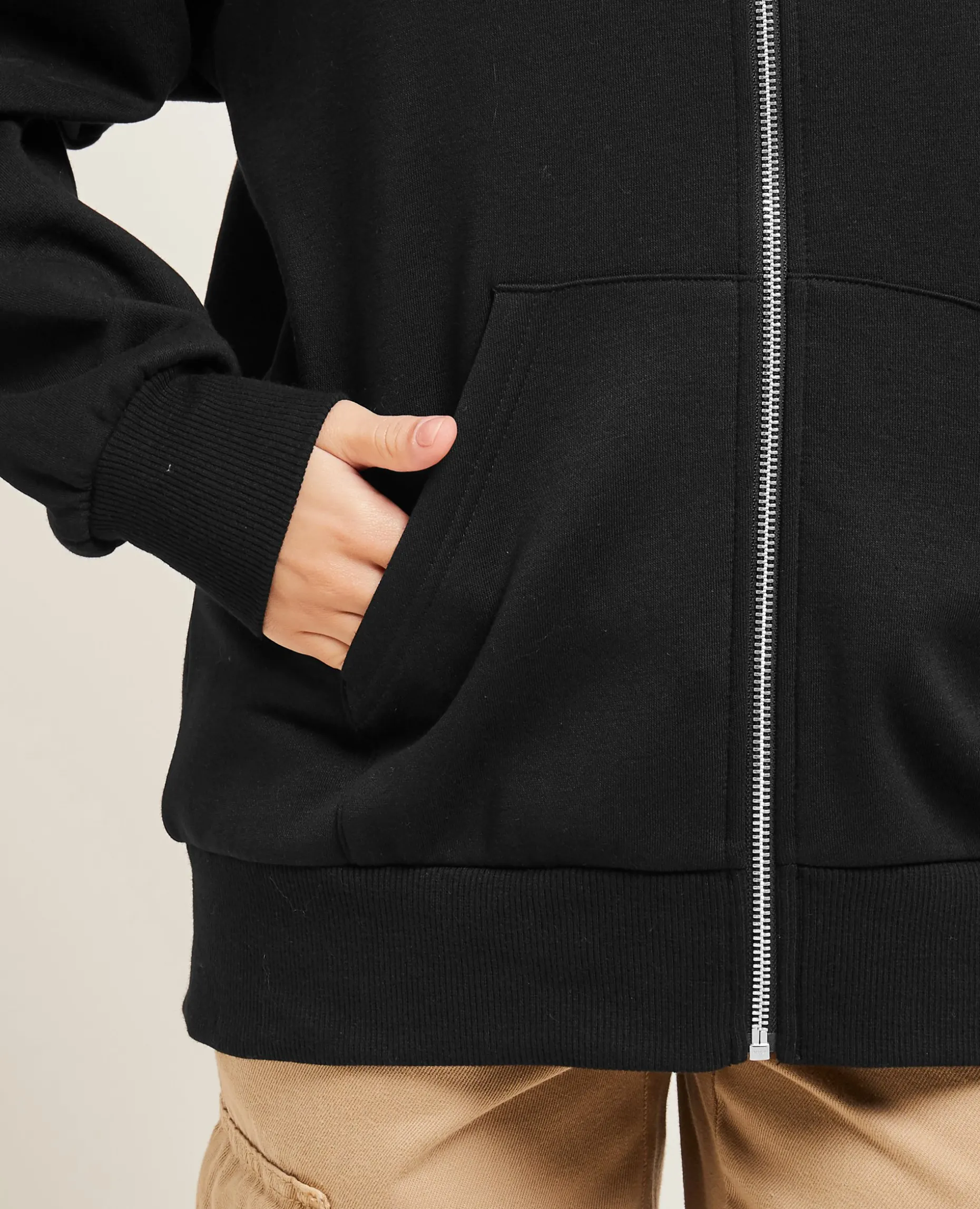 Sweat Zippé Oversize Avec Capuche - Noir