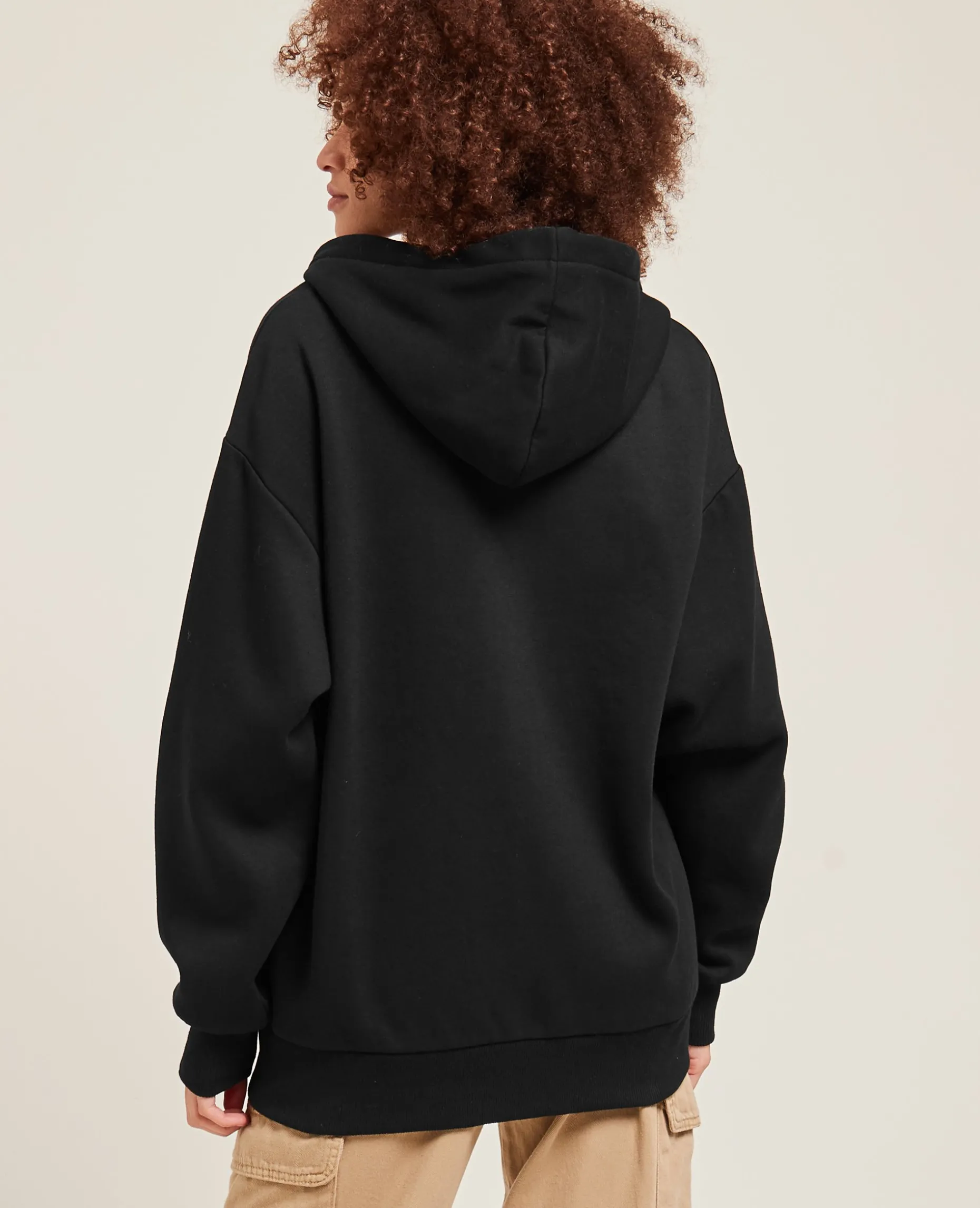 Sweat Zippé Oversize Avec Capuche - Noir