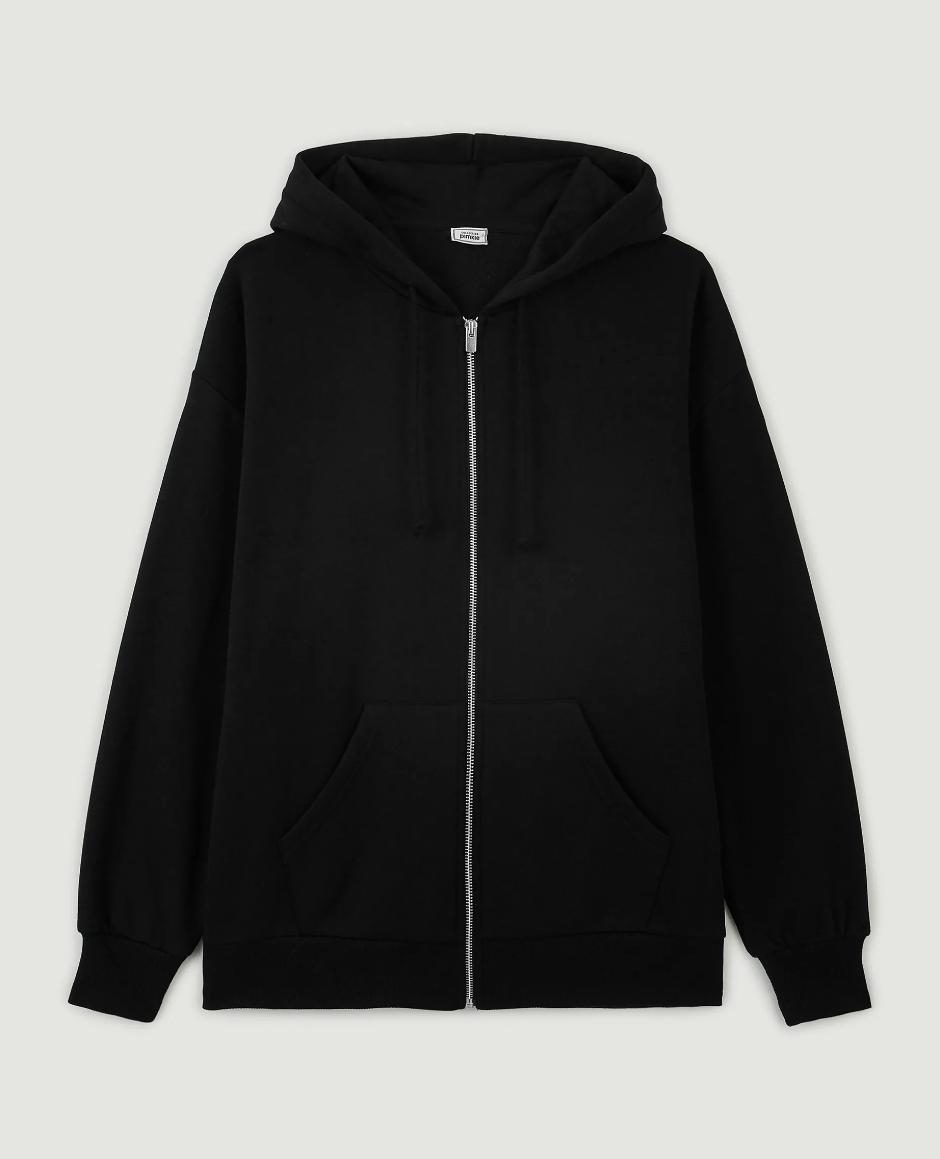 Sweat Zippé Oversize Avec Capuche - Noir