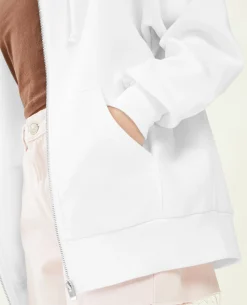 Sweat Zippé Oversize Avec Capuche - Blanc