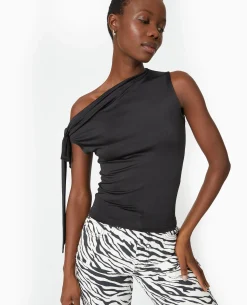 Top Asymétrique Avec Nœud épaule - Noir