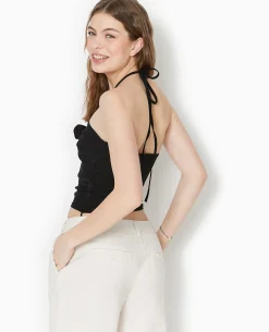 Top Bustier Avec Fleur - Noir