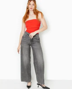 Top Bustier Avec Revers - Rouge