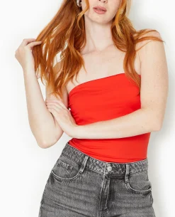 Top Bustier Avec Revers - Rouge