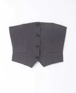 Top Bustier Boutonné - Gris