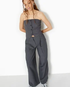 Top Bustier Boutonné - Gris