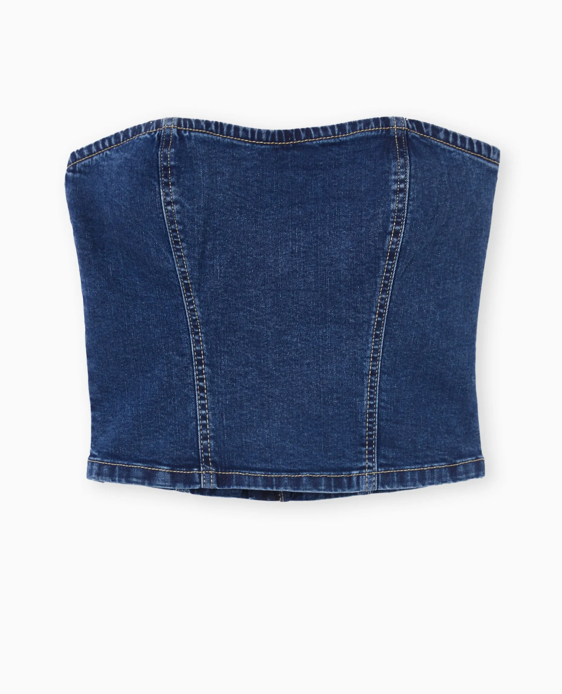 Top Bustier En Jean Stretch - Bleu