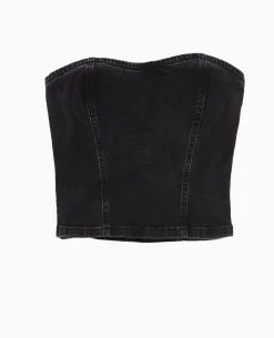 Top Bustier En Jean Stretch - Noir
