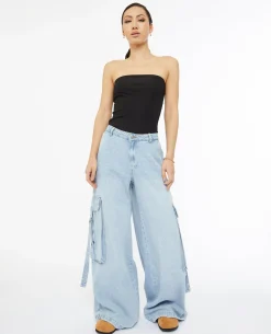 Top Bustier En Maille Côtelée - Noir