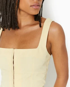 Top Court à Bretelles Façon Corset - Beige