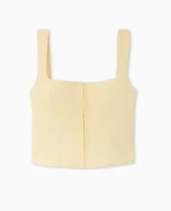Top Court à Bretelles Façon Corset - Beige
