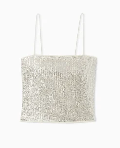 Top Court Avec Sequins - Beige