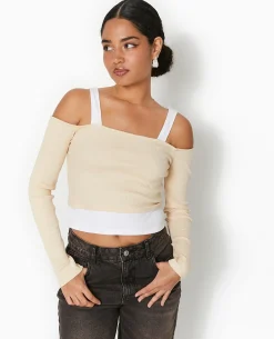 Top Court Effet 2 En 1 - Beige