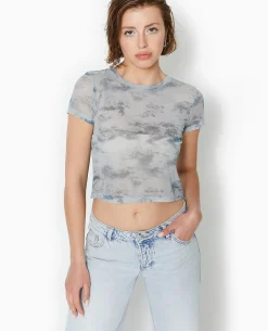 Top Court En Mesh - Bleu