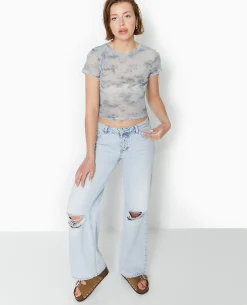 Top Court En Mesh - Bleu