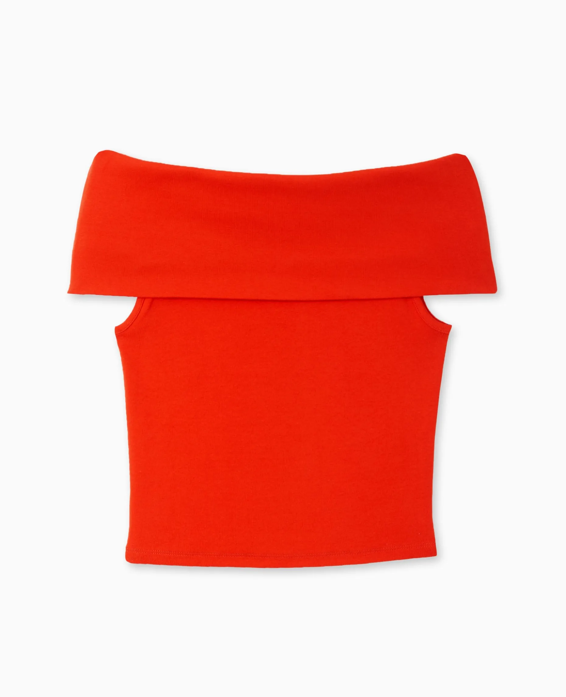 Top Court Encolure Bardot - Rouge