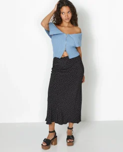 Top Court Zippé Avec Encolure Bardot - Bleu
