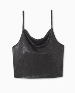 Top Cropped Dos-nu Avec Lurex - Noir