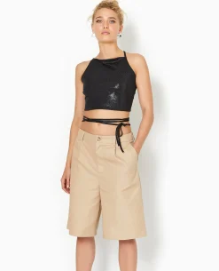 Top Cropped Dos-nu Avec Lurex - Noir