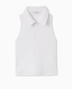 Top Dos-nu Col Polo Zippé - Blanc