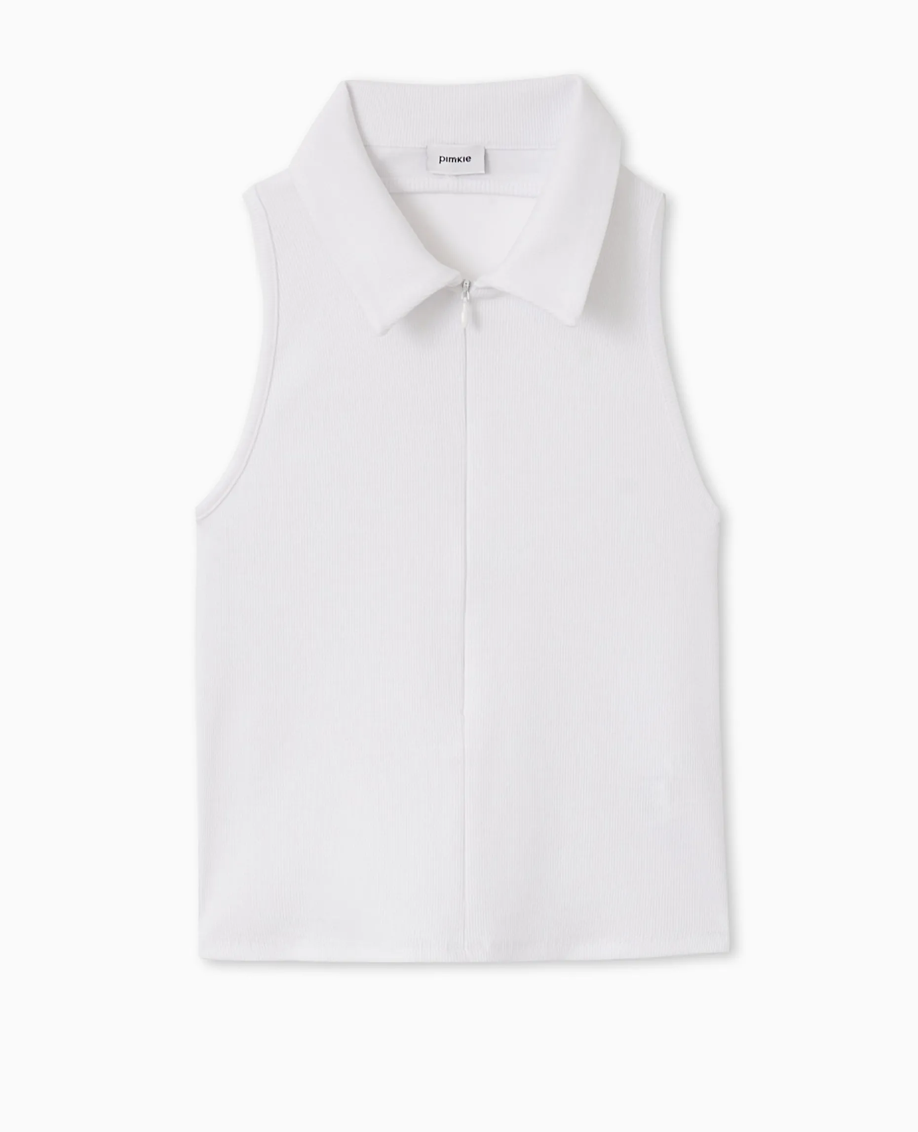 Top Dos-nu Col Polo Zippé - Blanc