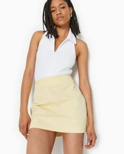 Top Dos-nu Col Polo Zippé - Blanc