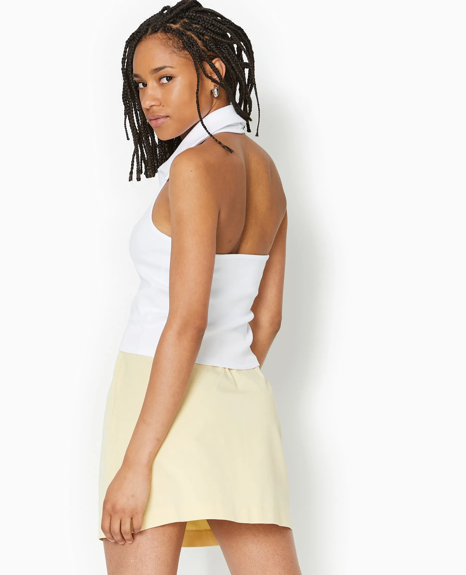 Top Dos-nu Col Polo Zippé - Blanc