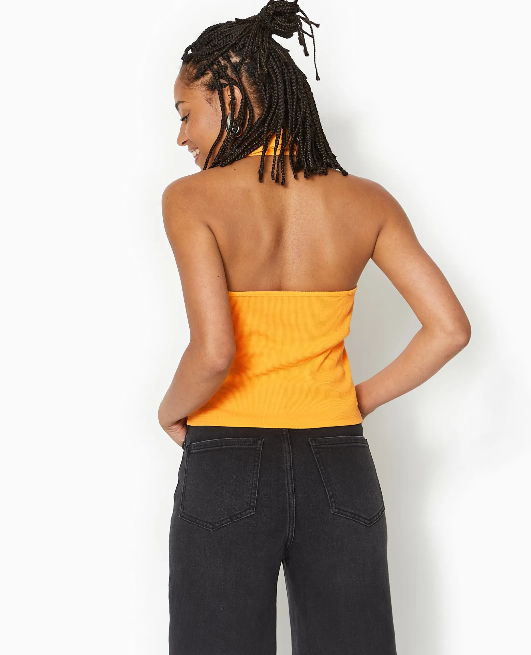 Top Dos-nu Col Polo Zippé - Orange