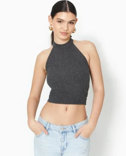 Top Dos-nu En Maille Reliéfée - Noir