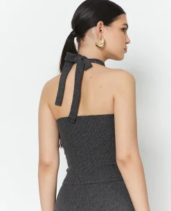 Top Dos-nu En Maille Reliéfée - Noir