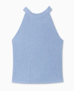 Top Dos-nu En Maille Reliéfée - Bleu